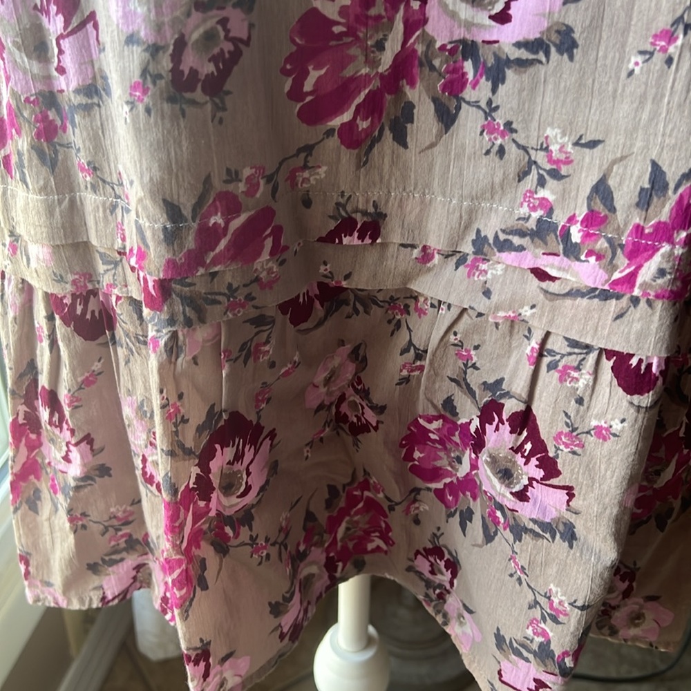 Old Navy Gray Summer Floral Pink Maroon Dress Size Medium - Picture 9 of 12